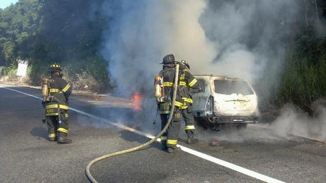 Car Fire, NYS Thruway, 7/2012.  Photo: Todd Giraudin